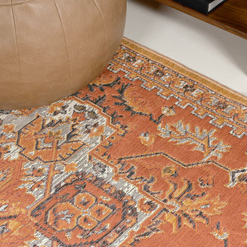 Bijan Traditional Vintage Medallion Reversible Machine-Washable Indoor/Outdoor Area Rug
